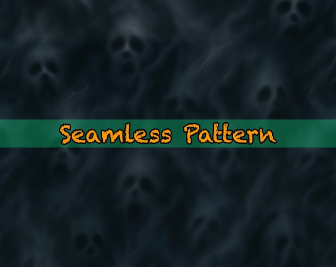 Seamless Haunted Fog Pattern | Souls of the Damned Ghostly Faces | Spooky Halloween Digital Paper Tile, Horror Background