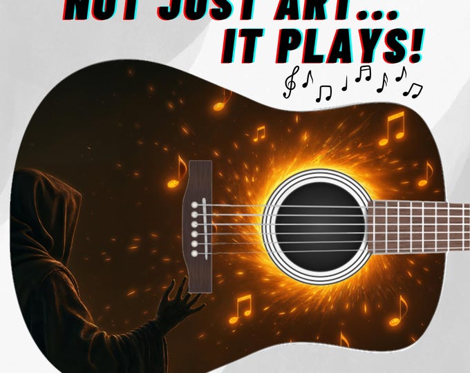 Doctor of Music, Strange Guitar with Mystic Portal Design – Playable Art with Cloaked Summoner & Arcane Energy - Novelty and Functional