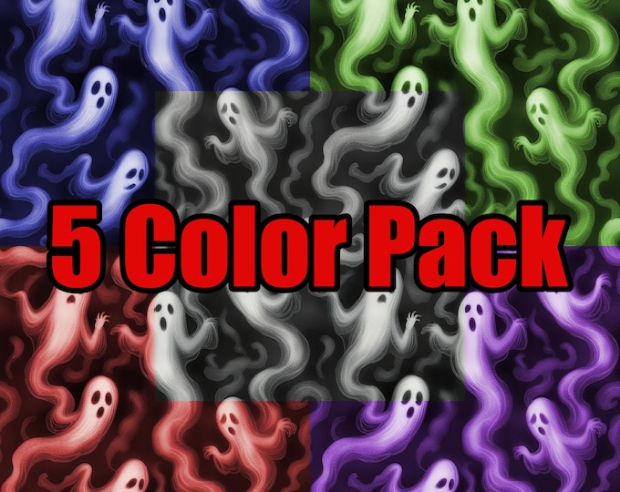 Ghost Seamless Halloween Pattern – Spooky Smoke Texture Digital Paper | Haunted Ghosts Fabric Print |   5 Color Pack Download