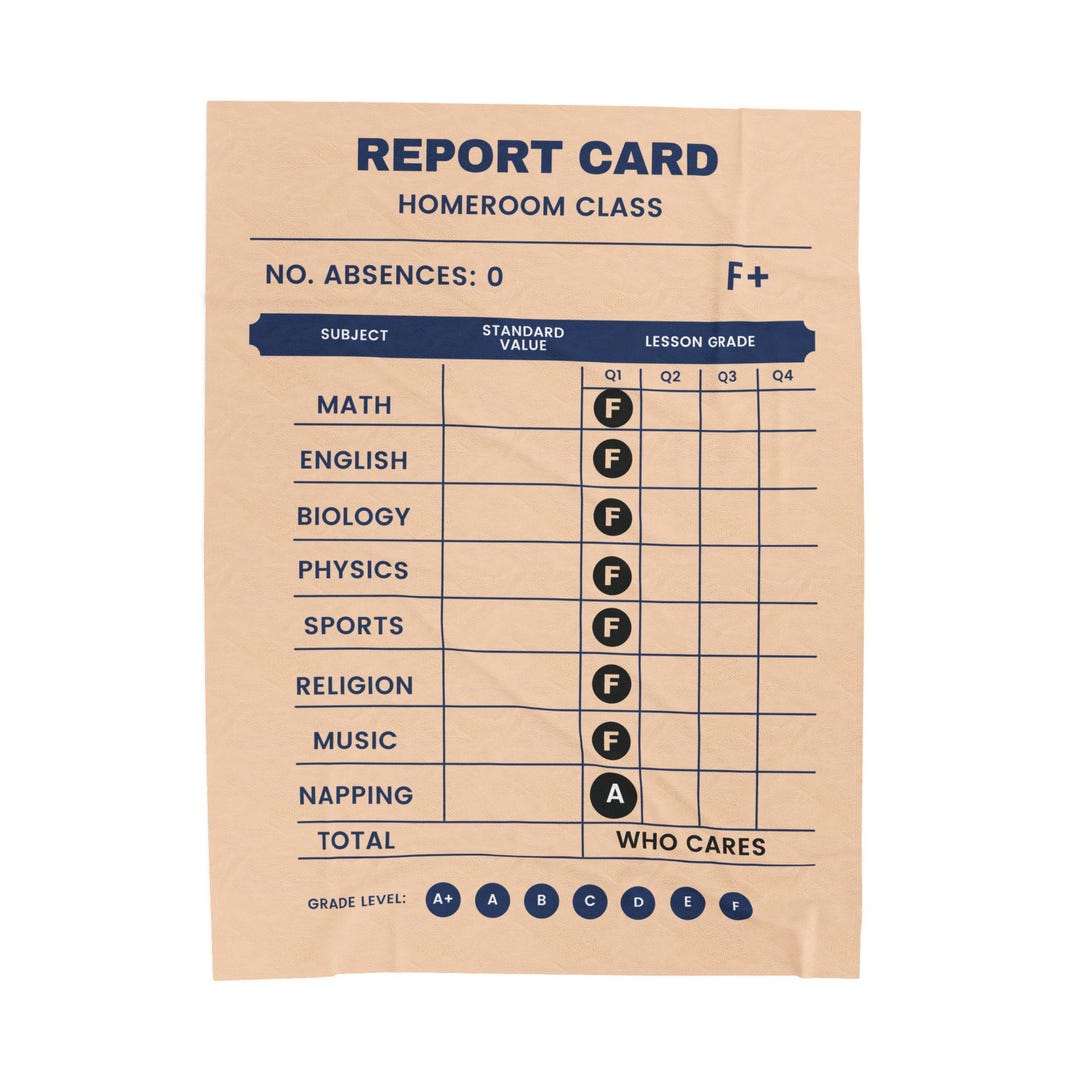 Funny Report Card Napping Plush Blanket, Funny Gift for Students, Soft ...