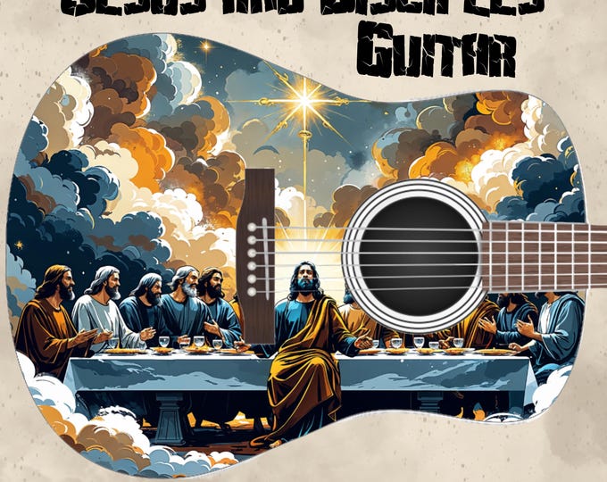 Jesus and Disciples Acoustic Guitar – Custom Last Supper Artwork – Handmade in The Netherlands – Functional or Display-Ready