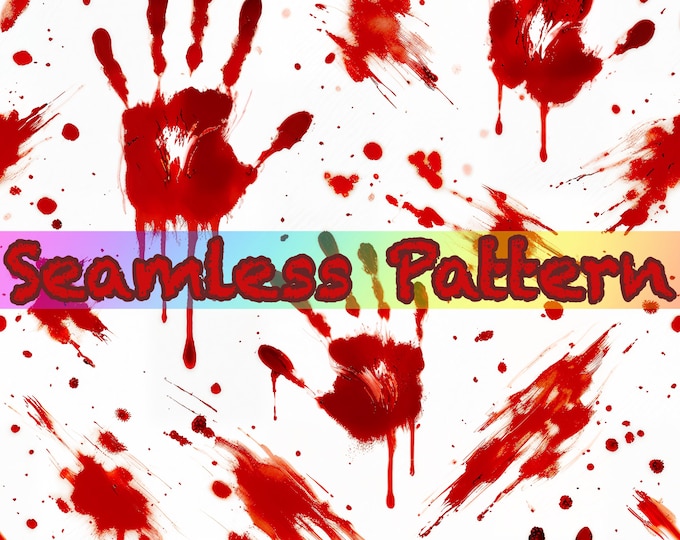 Bloody Handprints and Streaks Pattern, Spooky Halloween, Horror Blood Smears for Halloween