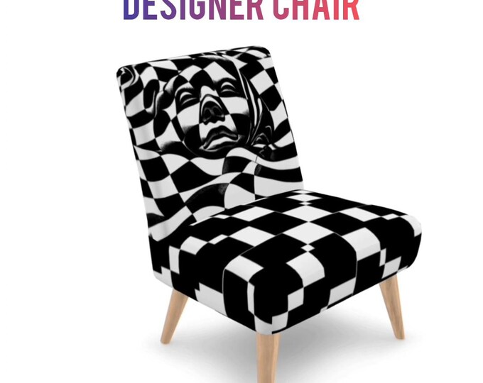 Optical Illusion Chair – Face in Checkerboard – Limited Edition Art Furniture by Michael Bailey of Woven Fables