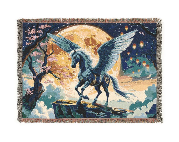 Majestic Pegasus Woven Blanket, Cozy Throw for Fantasy Lovers, Perfect for Home Decor, Gifts, Bedroom, Living Room, Blanket for All Seasons