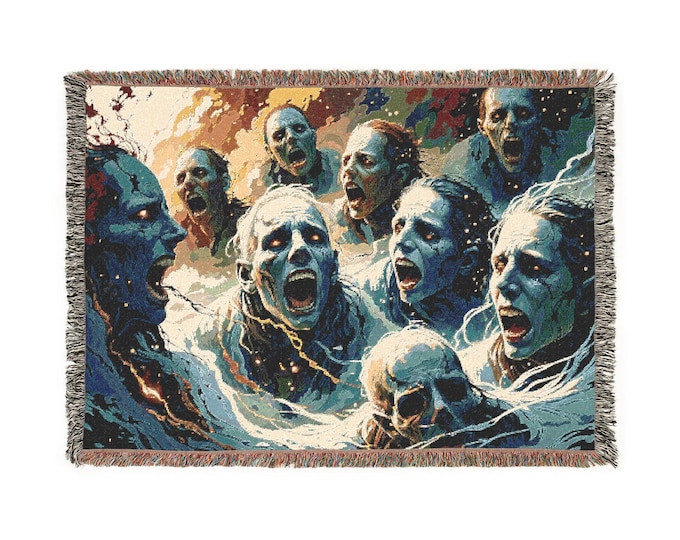 Lost Souls of the Damned, Haunting Woven Blanket for Horror Fans, Cozy Throw Blanket, Gifts for Halloween, Horror Movie Night