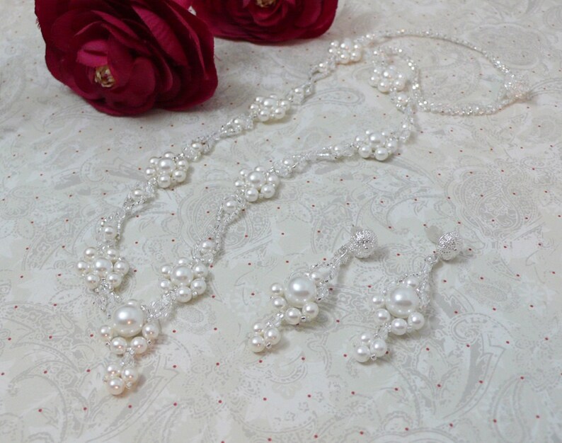 Woven Necklace and Earring Set Art Decco Inspired