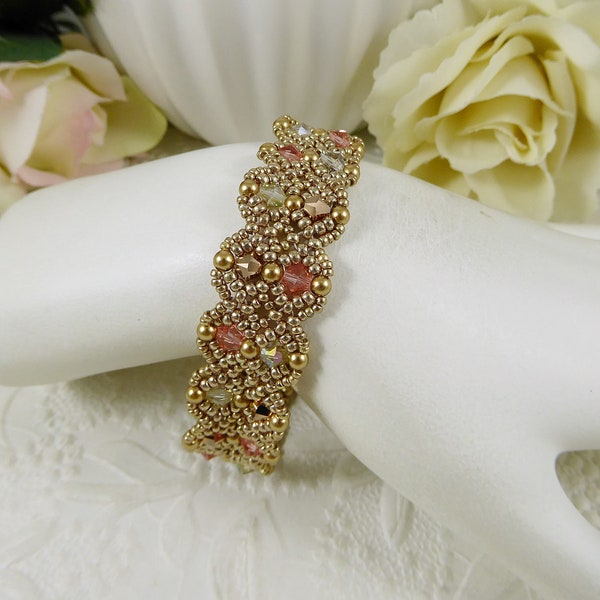 Woven Bracelet Multi Color Crystal and Gold