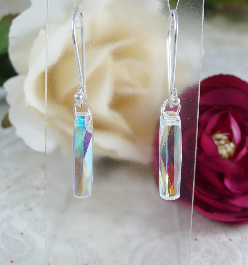 Prism Earrings with Swarovski Crystal Columns in Sterling Etsy