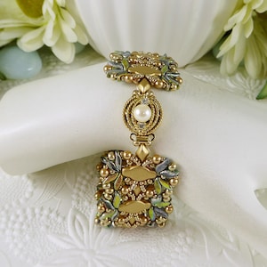 Bracciale intrecciato Storm Duos in verde e oro inciso, chiusura speciale