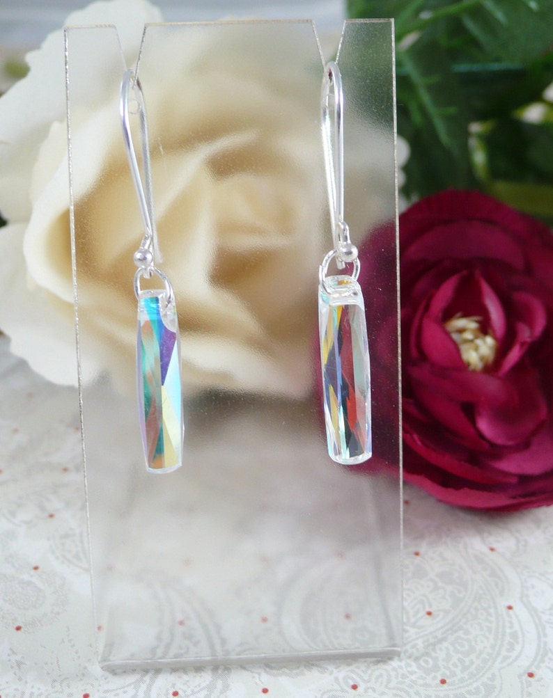 Prism Earrings with Swarovski Crystal Columns in Sterling Etsy