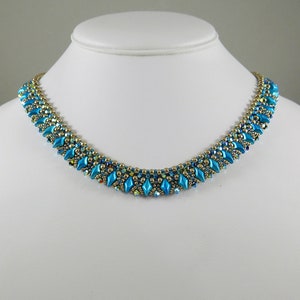 Woven Crystal Necklace Turquoise and Gold - Etsy