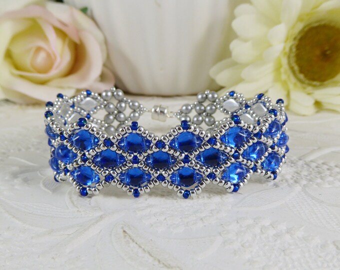 Woven Gem Duo Bracelet Royal Blue Gifts for Her Etsy