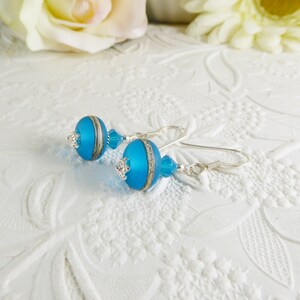 Lamp Work Earrings Blue and Sterling Silver Gifts for Her image 8