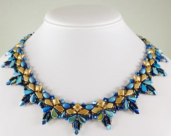 Necklace and Earrings in Cobalt Blue and Gold