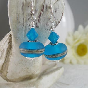 Lamp Work Earrings Blue and Sterling Silver Gifts for Her image 9