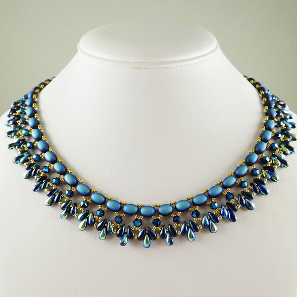 Necklace and Earrings in Brilliant Blue and Gold