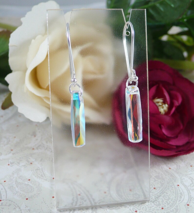 Prism Earrings with Swarovski Crystal Columns in Sterling Etsy