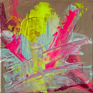 Original, Acrylic, Canvas, Art, Abstract, Modern, Wall Decoration, Wall Art, 20 x 20 cm, pink, beige, Mixed Media, Nicoloria, Design