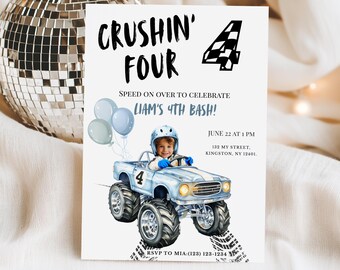 Monster Truck Birthday Invitation 4th Birthday