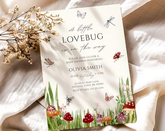 Love Bug Baby Shower Invitations, Our Little Lovebug Is On The Way Invite