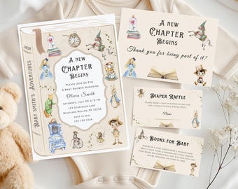 A New Chapter Begins Storybook Cover Baby Shower Invitation Bundle