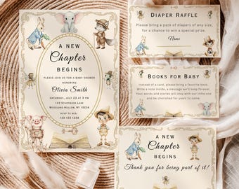 A New Chapter Begins Storybook Baby Shower Invitation Bundle