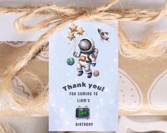 First Trip Around the Sun Thank You Tags: Space Party Gift Tags (Digital Download)