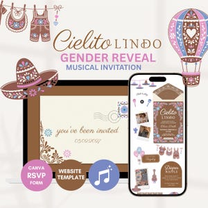 Cielito Lindo Gender Reveal Website Invitation with trackable RSVP (English and Spanish)