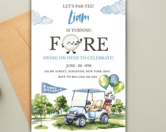 Golf 4th Birthday Invitation Template: Par-Tee Party (Instant Download)