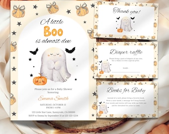 A Little Boo Is Almost Due Invitation, Baby Shower Bundle