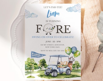 Golf 4th Birthday Invitation Template: Par-Tee Party (Instant Download)