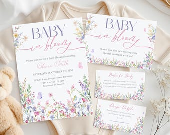 Baby in Bloom Invitation, Baby Shower Bundle