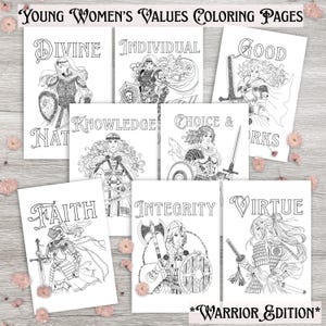 LDS Young Women’s Values Coloring Pages, yw Coloring, Stake Young Women, lds Young Women Theme, LDS yw Printable, yw Handout, LDS Girls Camp