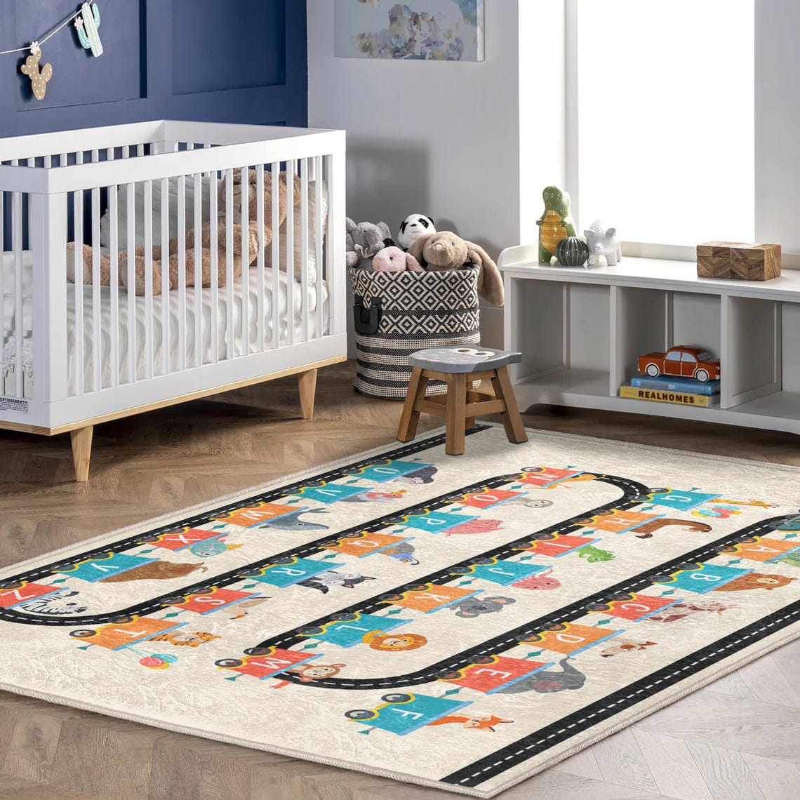 Alphabet Animal Train Rug: ABC Learning Play Mat, Nursery Decor - Etsy