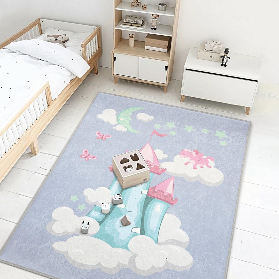 Kids Play Rug Fantasy Kids Castle Play Rug: Fantasy Nursery Carpet, Soft & Non-slip - Etsy