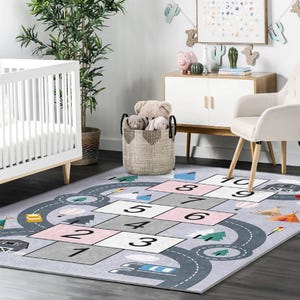 Antislip hinkelspeld|Wegspeelkleed|Kleurrijk peutertapijt|Educatief rechthoektapijt|Kinderactiviteitentapijten|Tapijten stadsplattegrond|Gamematten