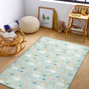 Alfombra con temática de sueño para niños/Alfombra colorida para dormitorio infantil/Alfombras antideslizantes y divertidas/Alfombra para la hora de dormir/Alfombras para guardería más vendidas/Alfombra de juegos de ensueño