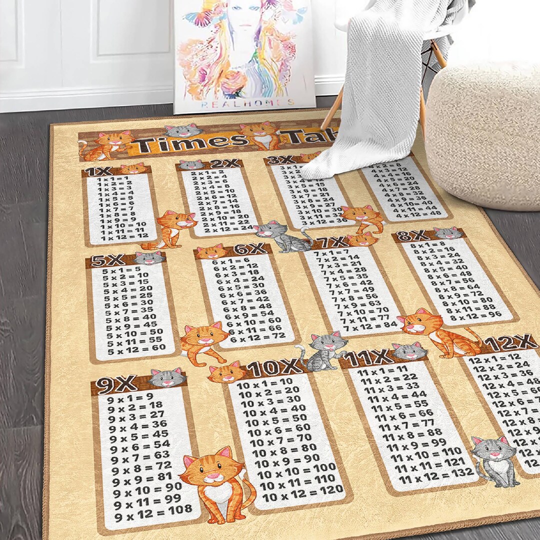 Multiplication Table Kids Rug: Math Learning Carpet, Non-slip - Etsy