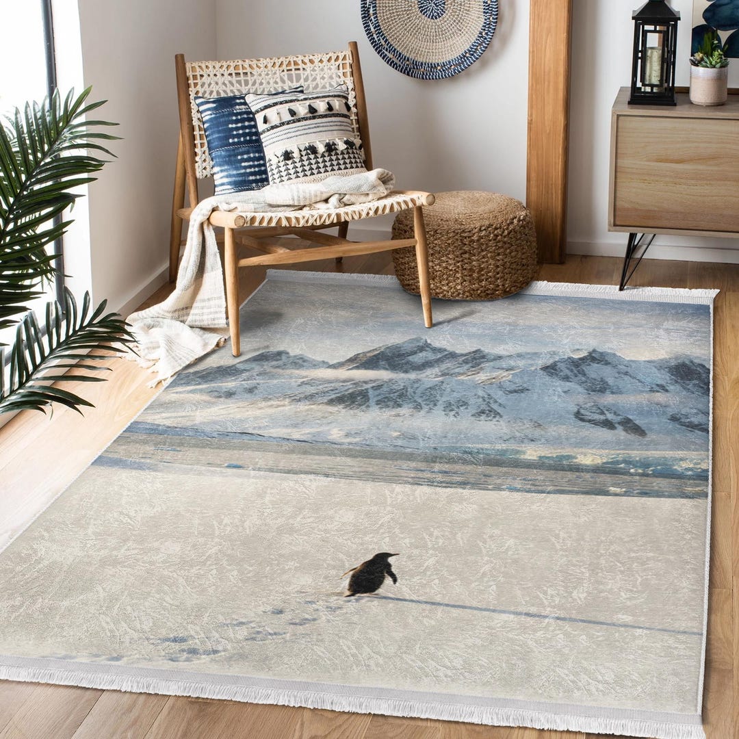 Penguin in Antarctica Rug,snow Mountain Landscape Area Rug,antarctic ...