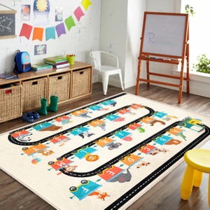 Classroom Train Rug Alphabet Animal Train Rug: ABC Learning Play Mat, Nursery Decor - Etsy