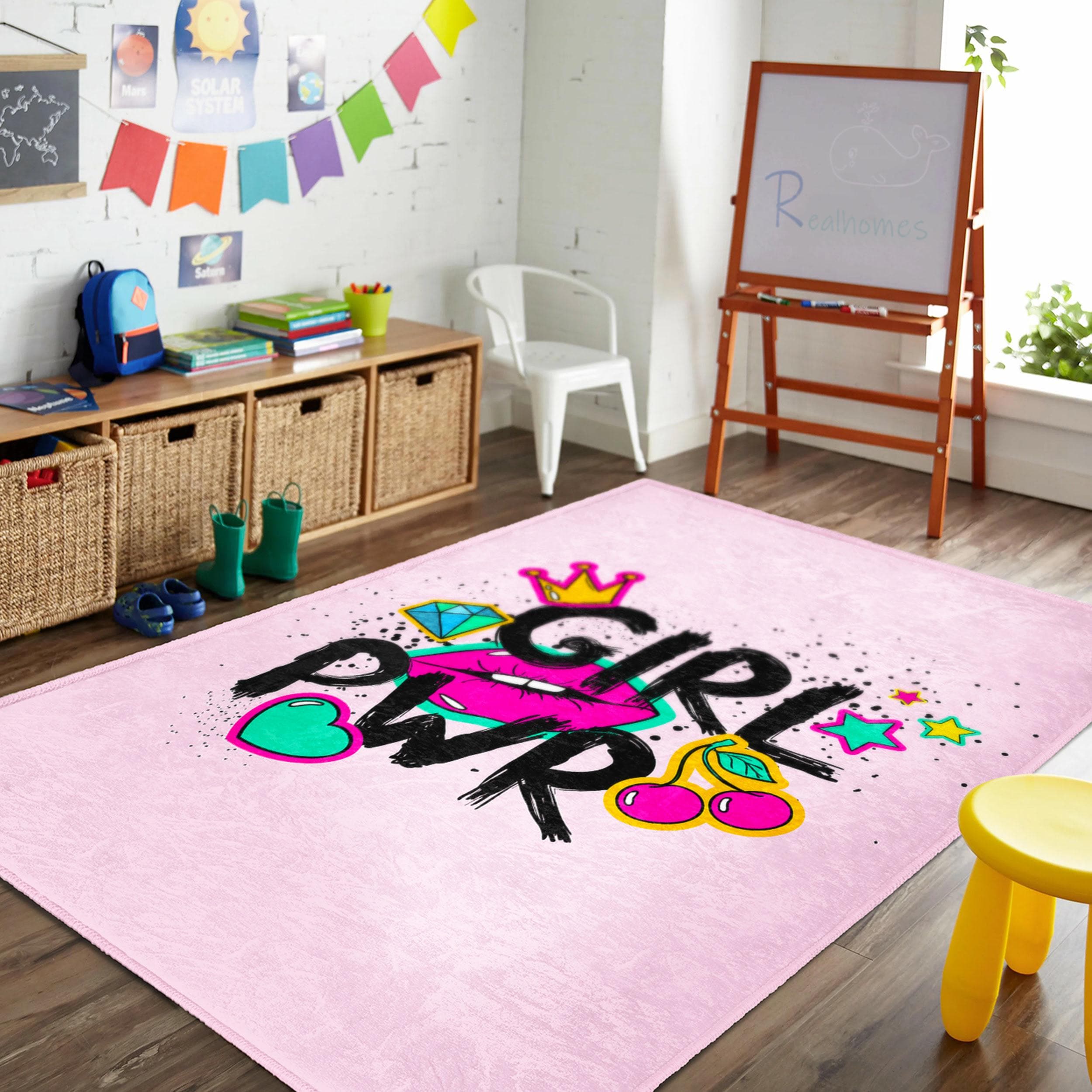 ガールパワーラグ - 10代の女の子の部屋にぴったりのピンクのポップ