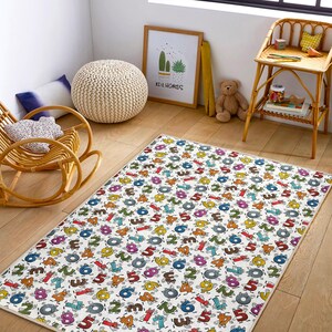 Alfombra infantil con números coloridos, suave y antideslizante, ideal para sala de juegos o guardería, ideal como regalo para baby shower, con divertido diseño de números de dibujos animados.