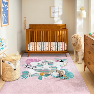 Alfombra de unicornio Summer Vibes: adorable alfombra surfera para niñas, tapete de juego pastel para niños pequeños, decoración para habitación de bebé, idea de regalo suave para baby shower
