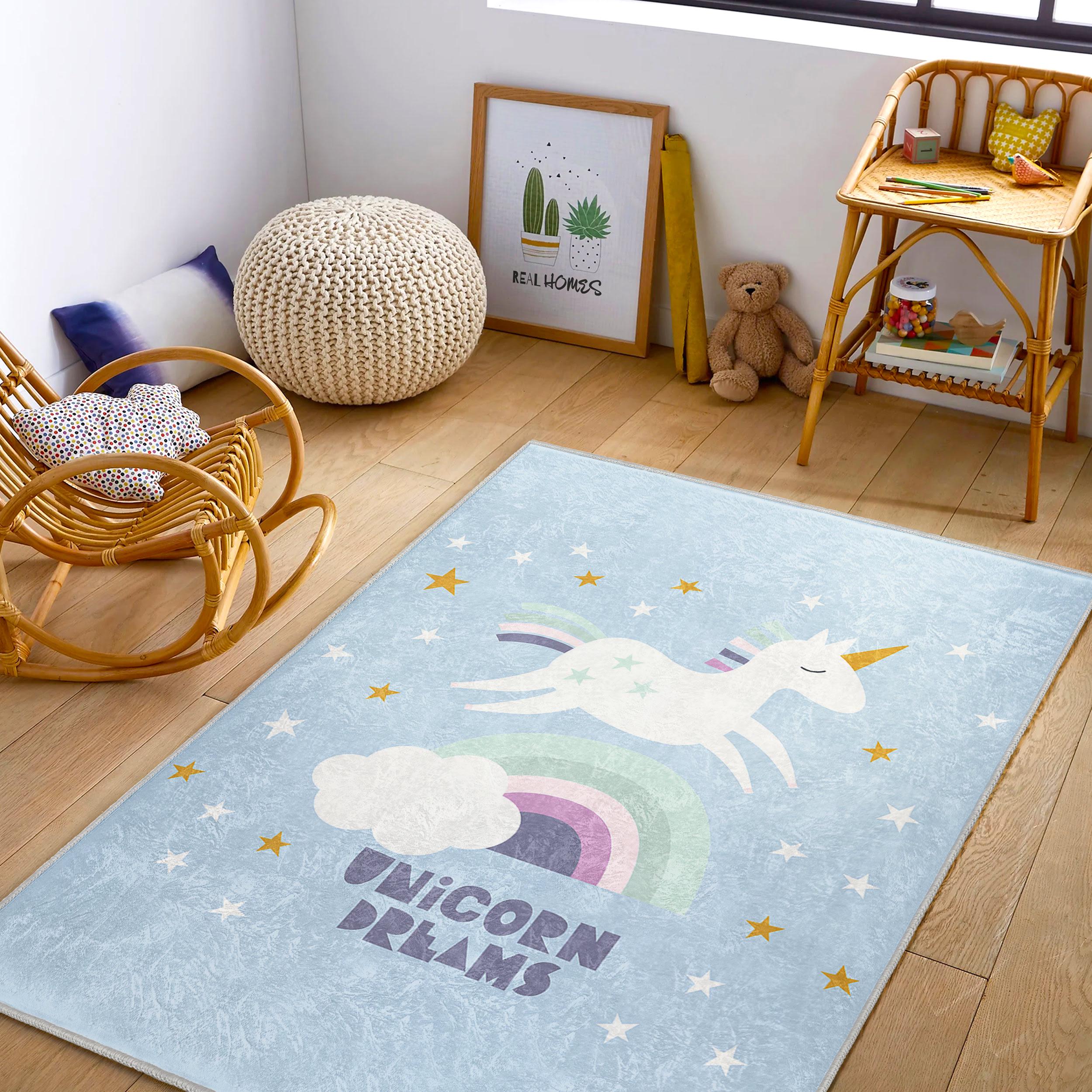 カーペット　ラグ　カラフル　ゆめかわいい　ユニコーン　160×200　新品 Mother garden ラグマット ユニコーン 円形 ラグ 90cm 丸形 丸いラグ