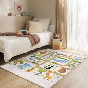 Alfombra de juego colorida para niños: suave, antideslizante, con diseño de mapa de carreteras, diseño educativo de ciudad, lavable y duradera, perfecta para salas de juegos, guarderías y aprendizaje.