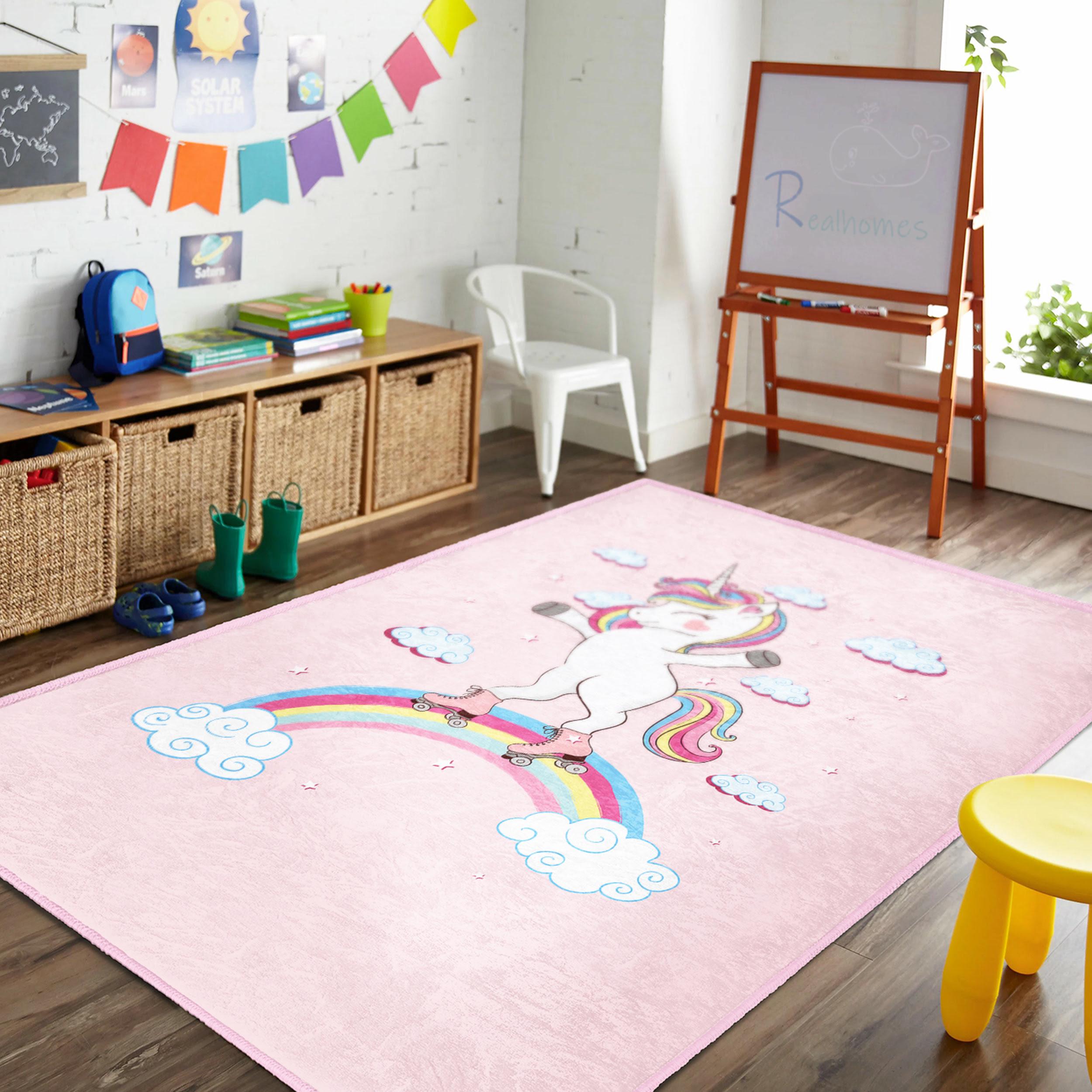 カーペット　ラグ　カラフル　ゆめかわいい　ユニコーン　160×200　新品 Mother garden ラグマット ユニコーン 円形 ラグ 90cm 丸形 丸いラグ