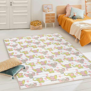 Niedlicher Teppich fürs Kinderzimmer – Weicher Spielzimmerteppich mit Herzen – Gender Neutrales Geschenk für Babyzimmer