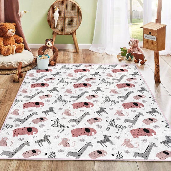 Cute Animal Area Rug|forest Animals Nursery Carpet|rustic