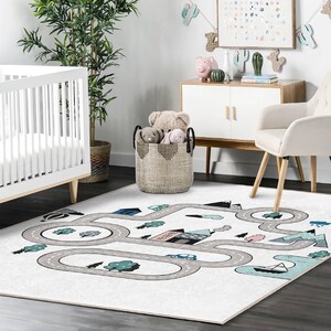 Car Road-speelkleed voor kinderen|Stadskaart Rechthoekig kinderkamertapijt|Ultrazachte peutertapijten|Beste cadeau voor jongens|Kapijt voor kinderdagverblijven