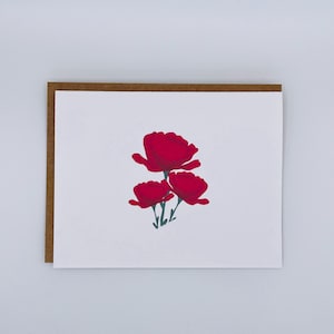 Carte de voeux florale // Roses // Carte vierge // Carte de voeux faite main // Carte de voeux simple